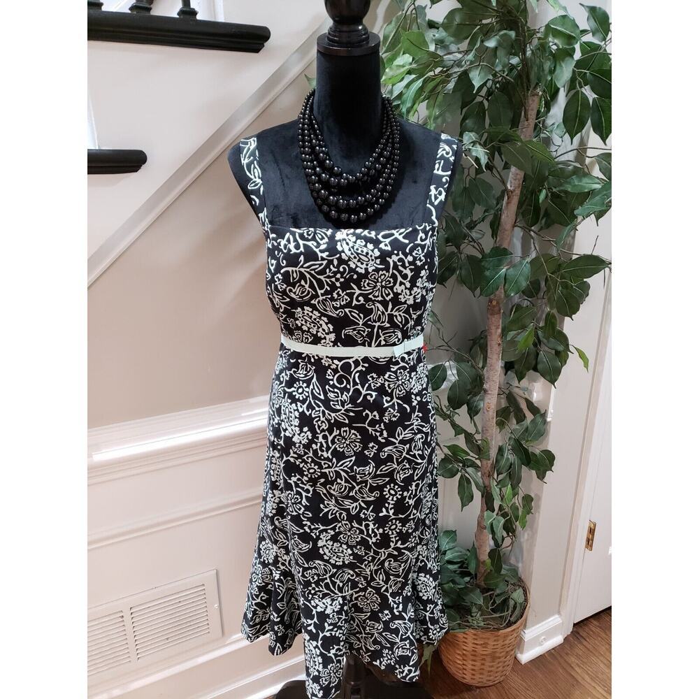 R&K Originals Womens Black Green Cotton Square Neck Sleeveless Sheath Dress 16
